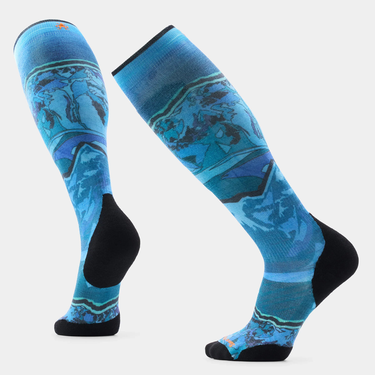 Ski Storm Peak Print Over the Calf Socks